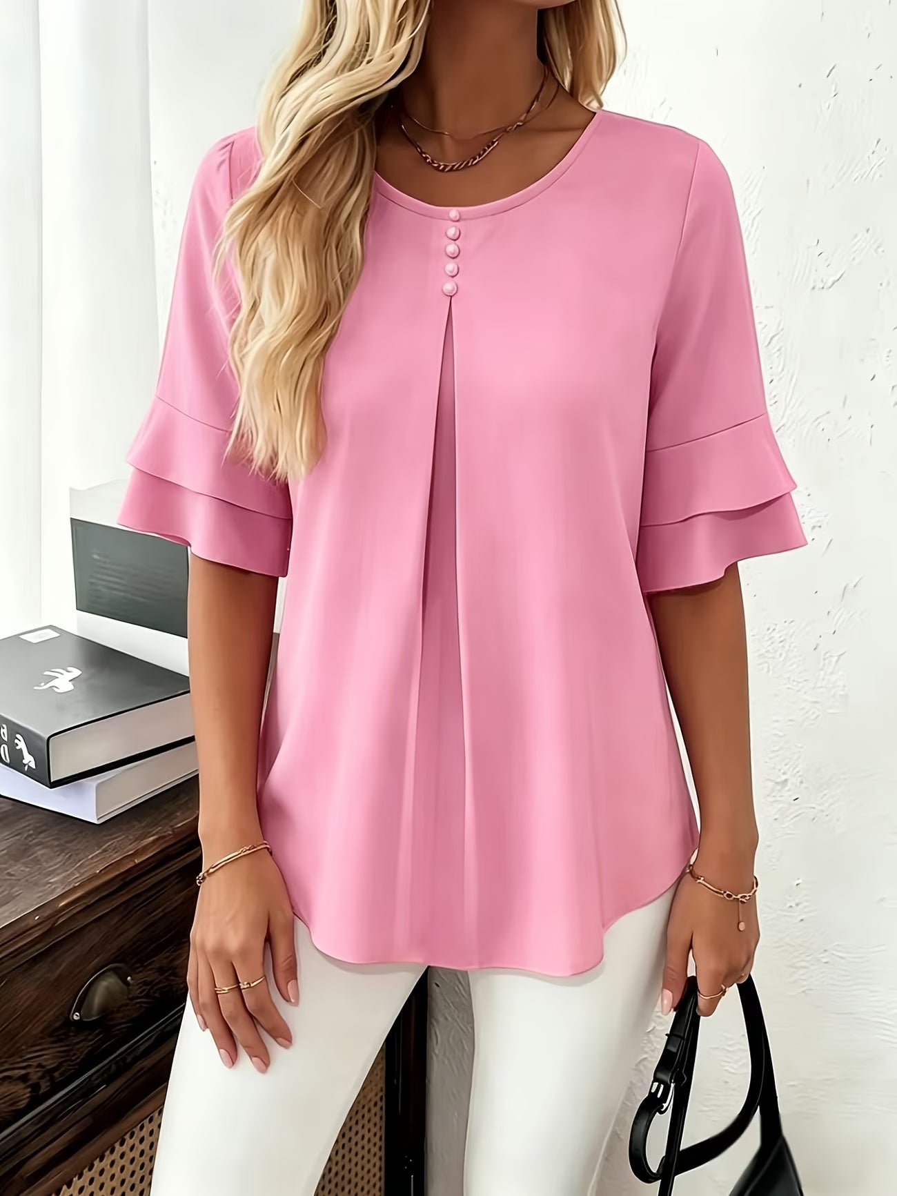 Clara™ | Blusa Fluida de Manga Volante