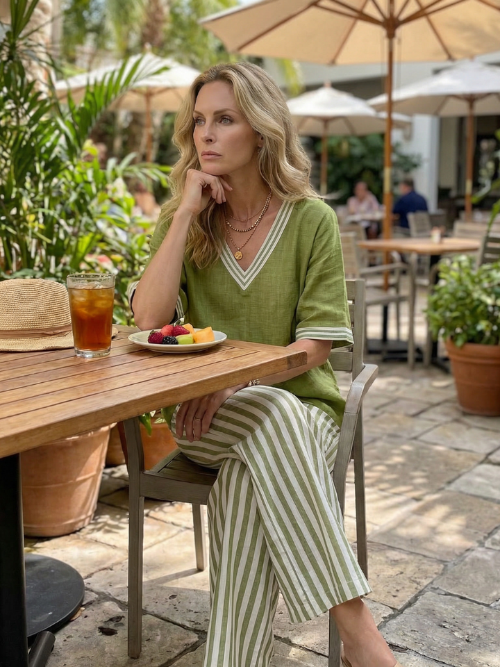 Wren™ | Conjunto túnica V y pantalón rayas