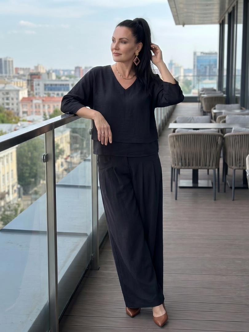River™ | Conjunto top de capas y pantalón ancho