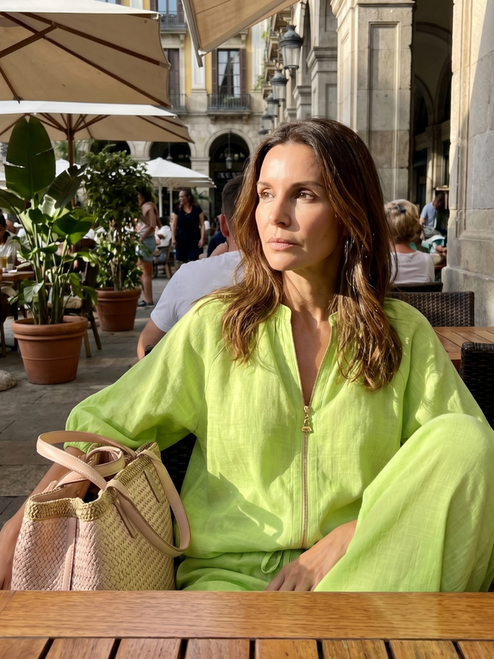 Natalia™ | Conjunto blusa cremallera y pantalón ancho