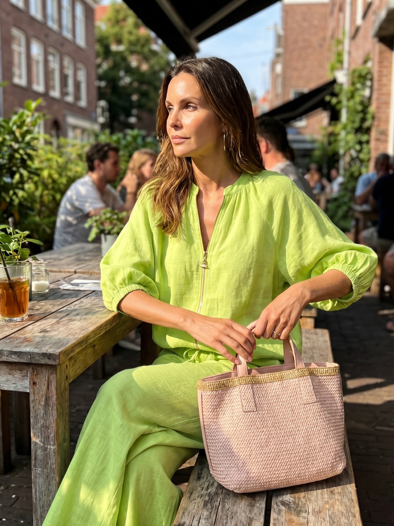 Natalia™ | Conjunto blusa cremallera y pantalón ancho