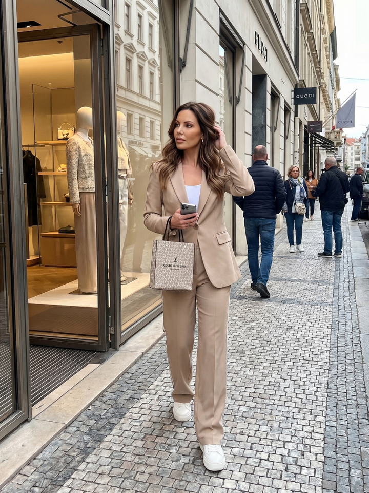 Kaya™ | Conjunto blazer y pantalón con raya lateral