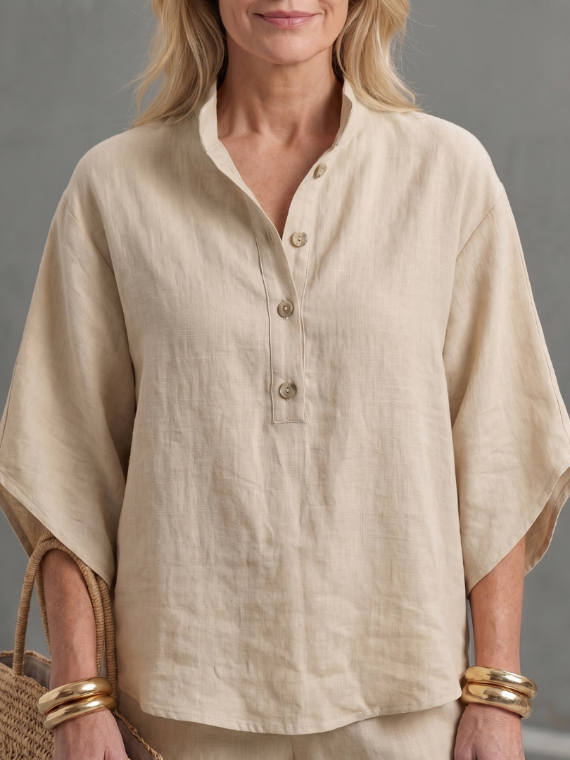 Amity™ | Conjunto túnica botones y pantalón recto