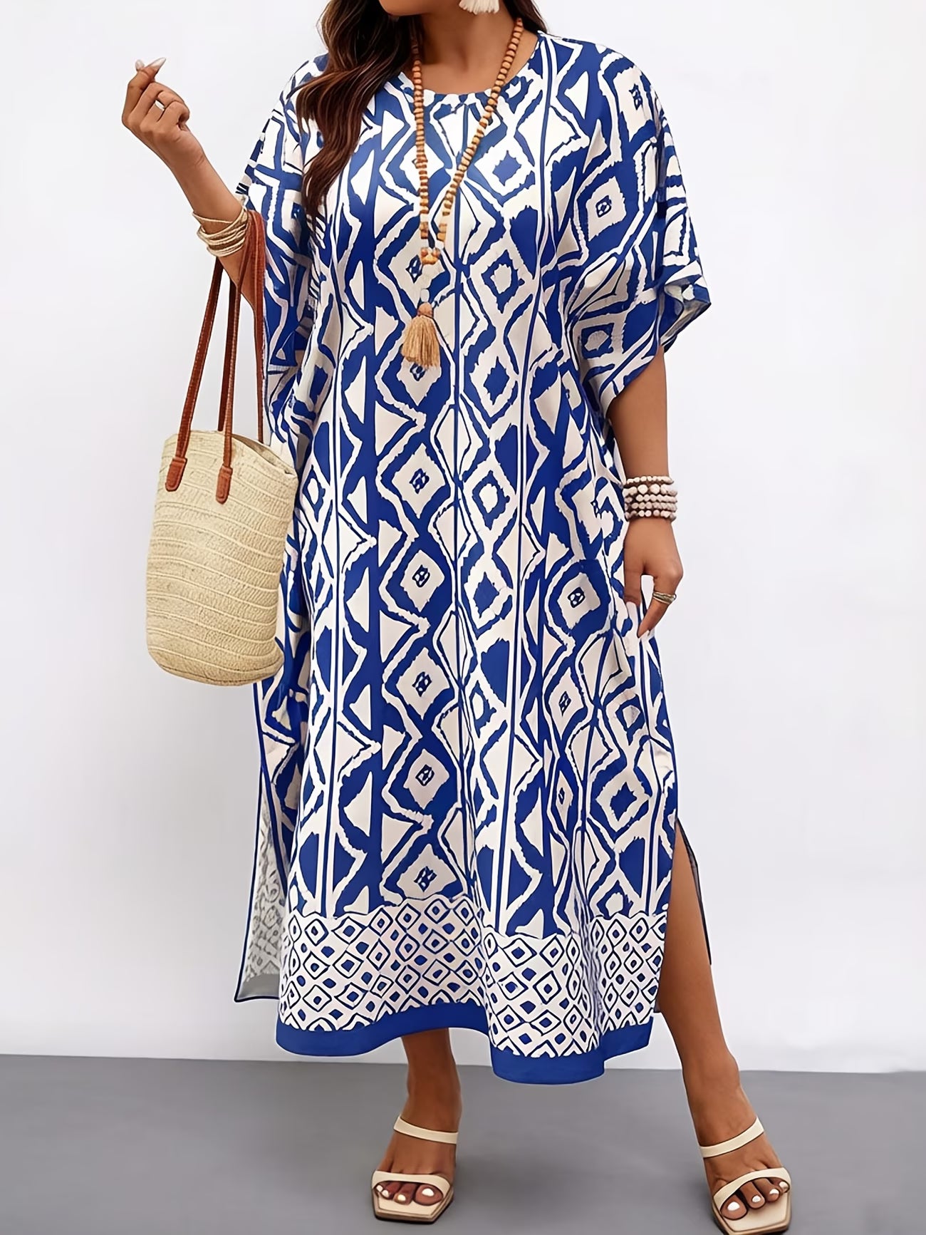 Valeria™ | Vestido Midi Holgado con Estampado Geométrico
