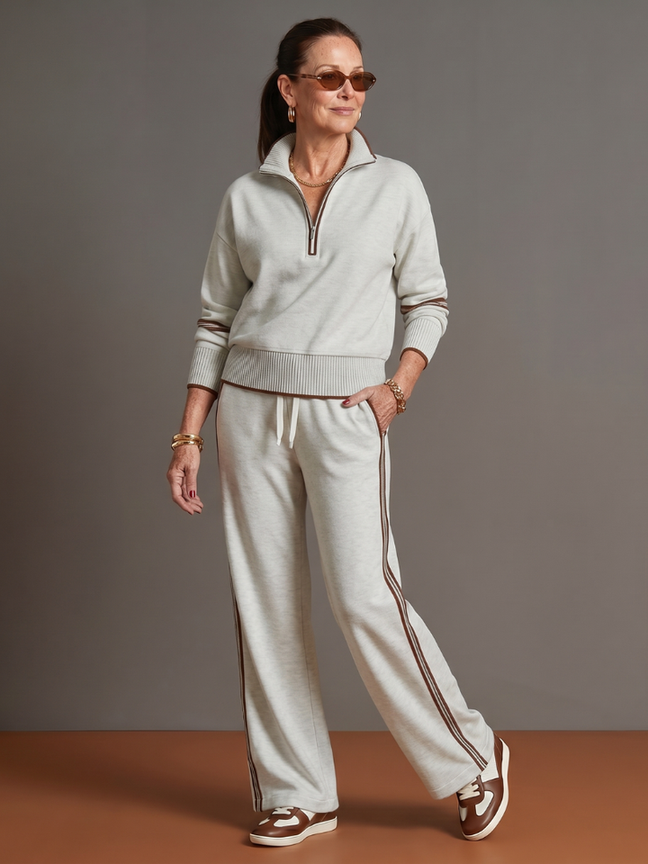 Rain™ | Conjunto cremallera cuello y pantalón ancho
