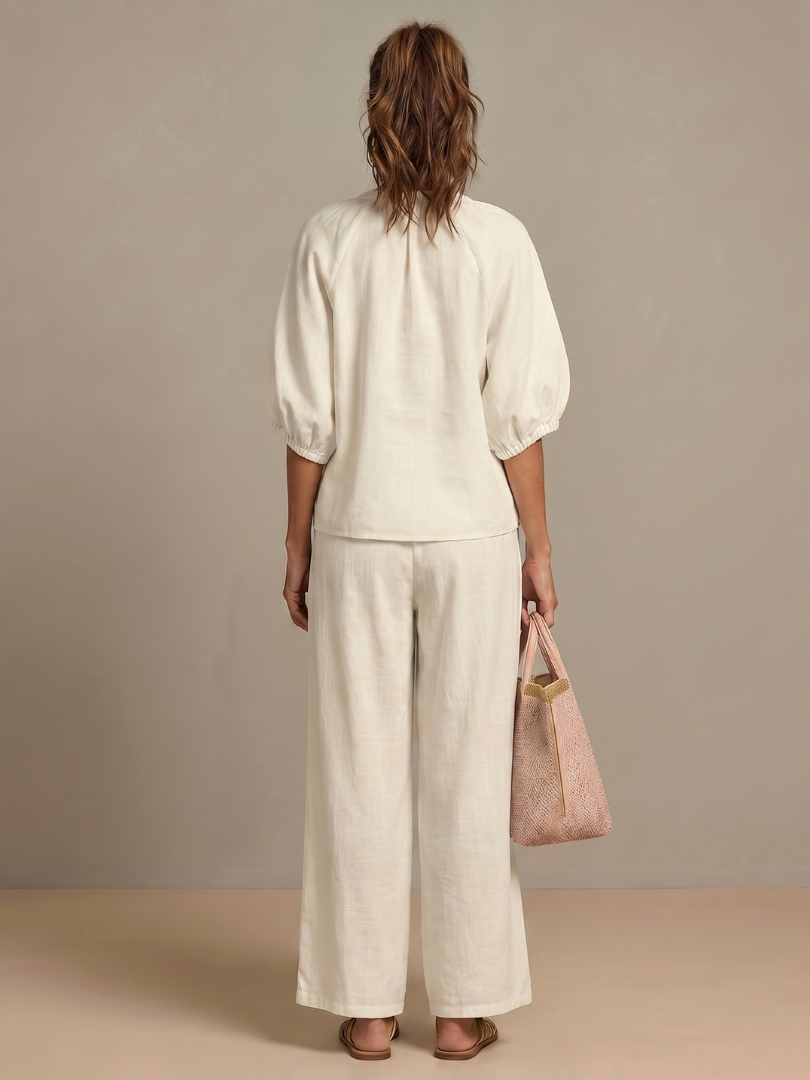 Natalia™ | Conjunto blusa cremallera y pantalón ancho