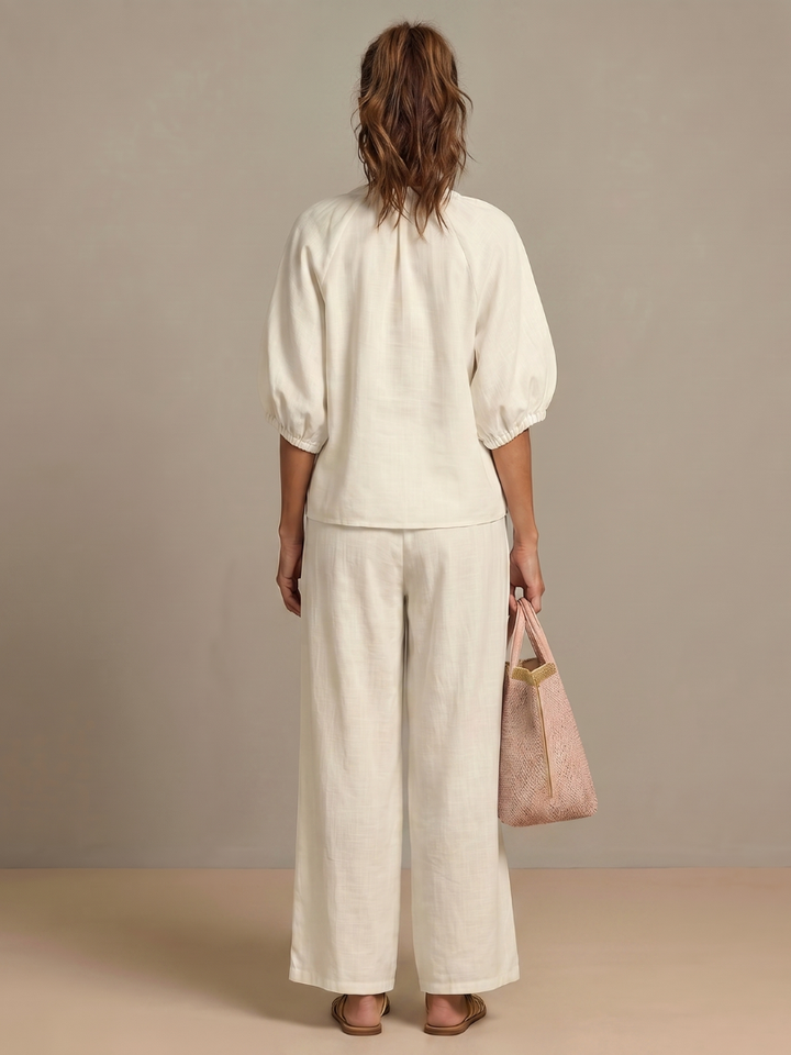 Natalia™ | Conjunto blusa cremallera y pantalón ancho