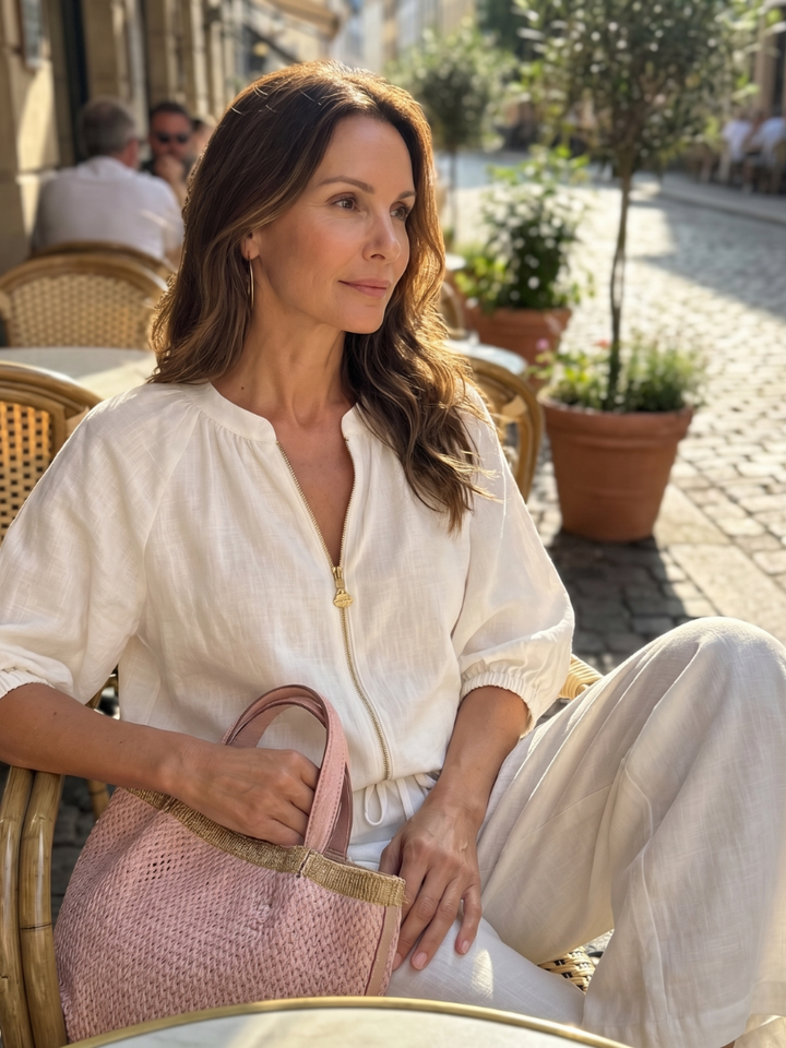 Natalia™ | Conjunto blusa cremallera y pantalón ancho