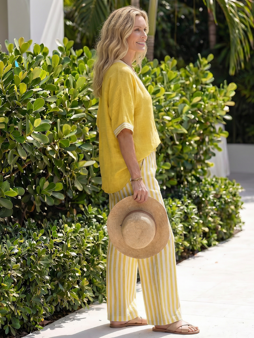 Wren™ | Conjunto túnica V y pantalón rayas