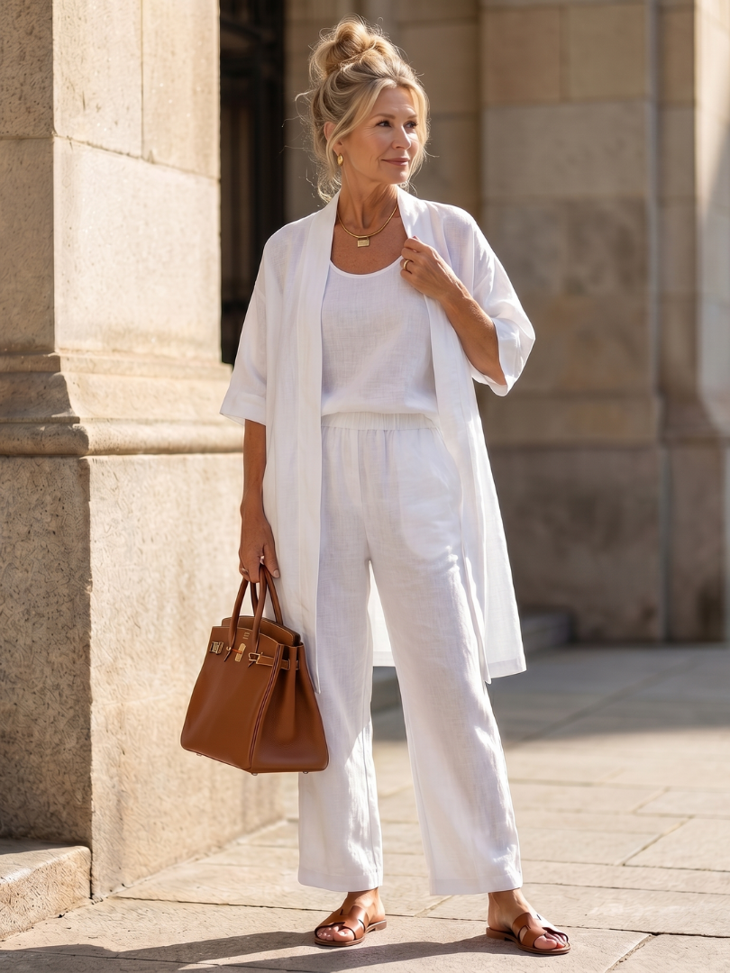 Yael™ | Conjunto 3 piezas top y pantalón ancho
