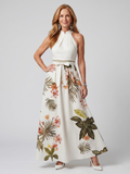 Pradera™ | Vestido Maxi Botánico con Cuello Halter Drapeado