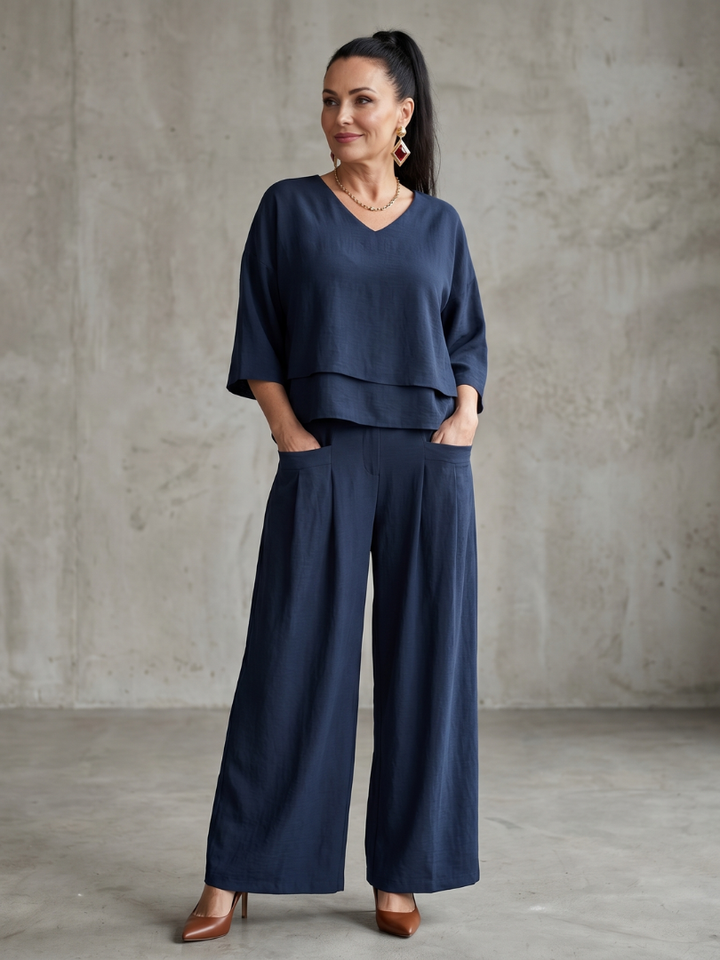 River™ | Conjunto top de capas y pantalón ancho
