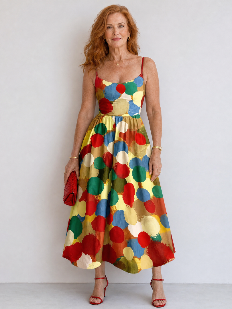 Xandria | Vestido Midi con Estampado de Lunares