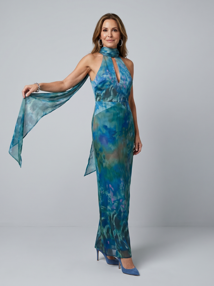 Juniper | Vestido Maxi Sin Mangas con Cuello Halter y Abertura