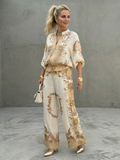 Indie™ | Conjunto blusa cremallera y pantalón estampado