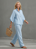 Amity™ | Conjunto túnica botones y pantalón recto