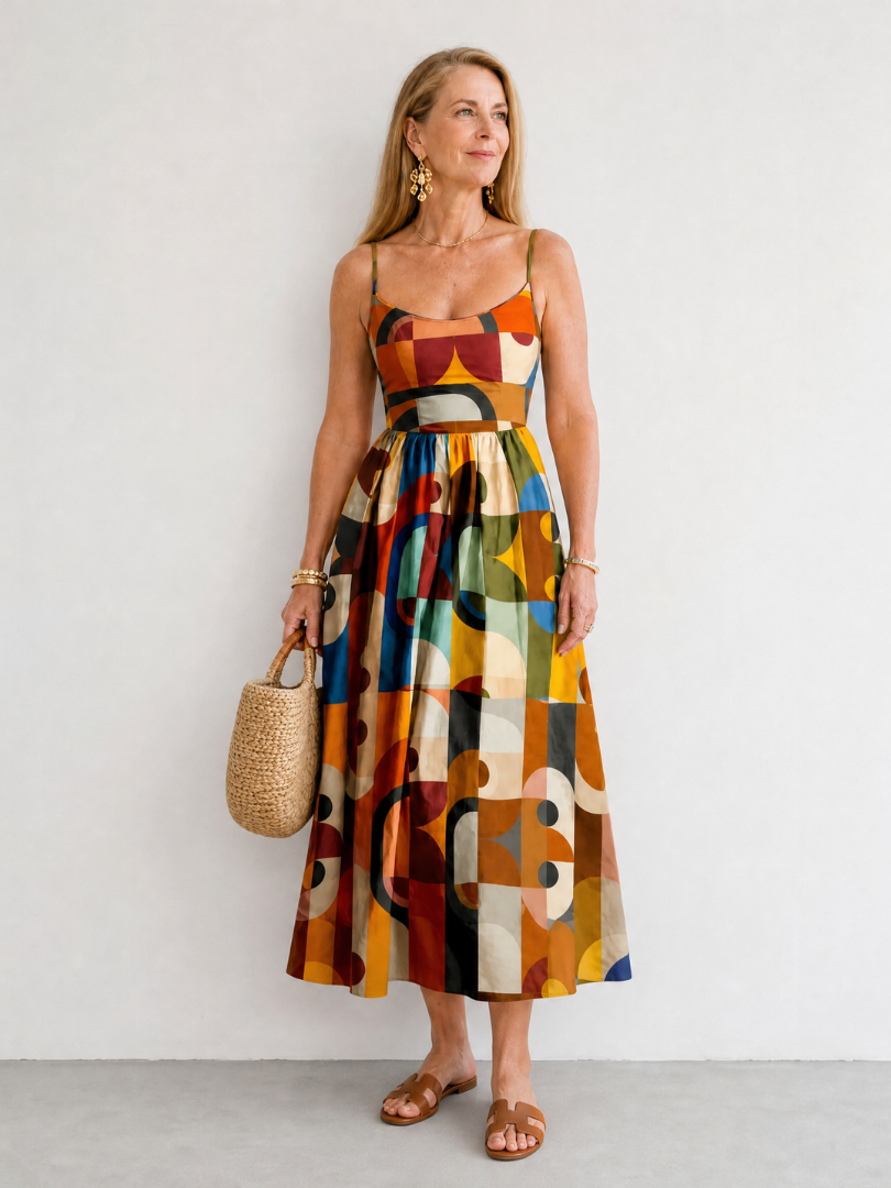 Zoraline | Vestido Midi de Estampado Geométrico