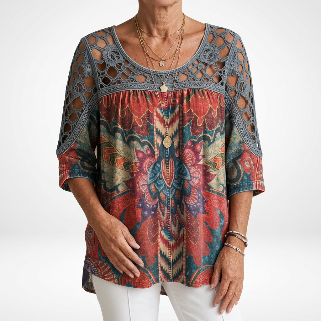 Sofía™ Blusa estampada étnica bohemia feminidad natural