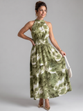 Olivia | Vestido Midi de Print Abstracto con Cintura Fruncida