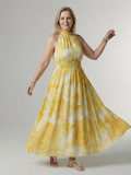 Sylin | Vestido Midi con Cuello Halter Arrugado