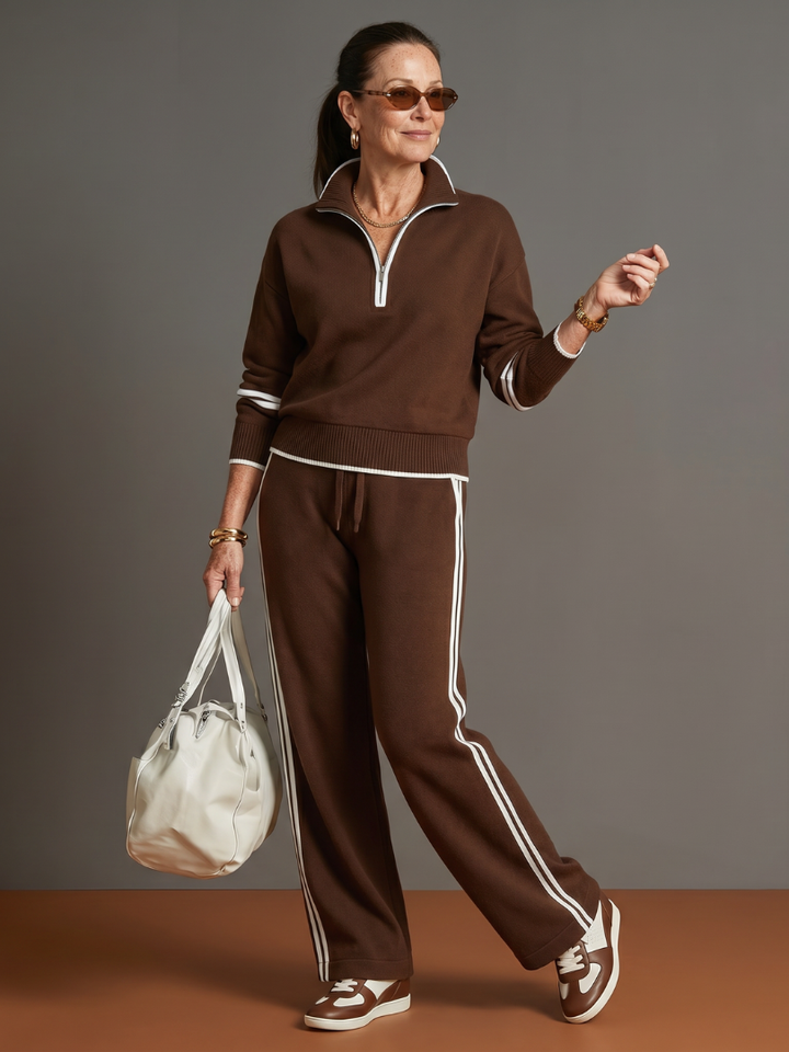 Rain™ | Conjunto cremallera cuello y pantalón ancho