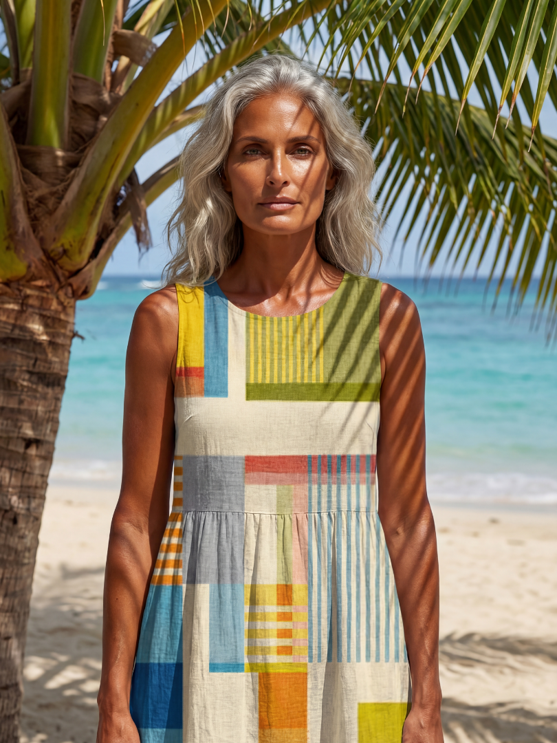 Esme - Vestido Midi Colorido Casual