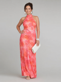 Coraline | Vestido Maxi con Escote Halter y Patrón Impreso