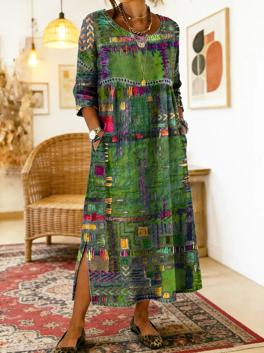 Manuela™ | Vestido Denim con Estampado Patchwork