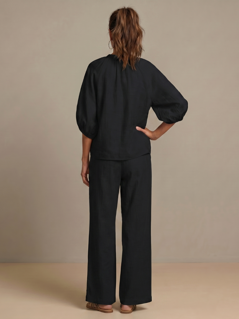 Natalia™ | Conjunto blusa cremallera y pantalón ancho