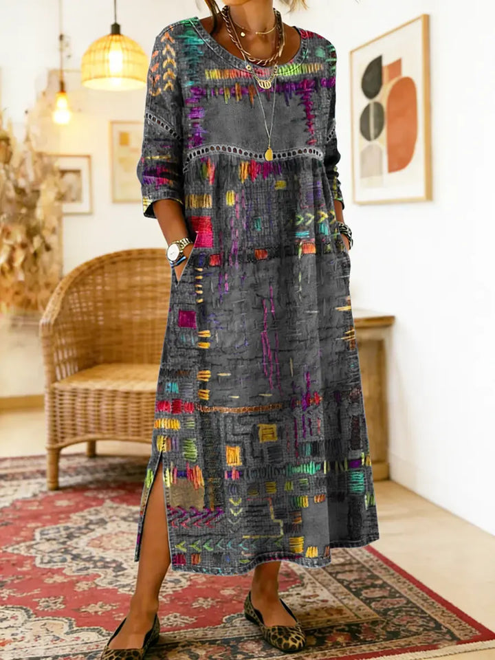 Manuela™ | Vestido Denim con Estampado Patchwork
