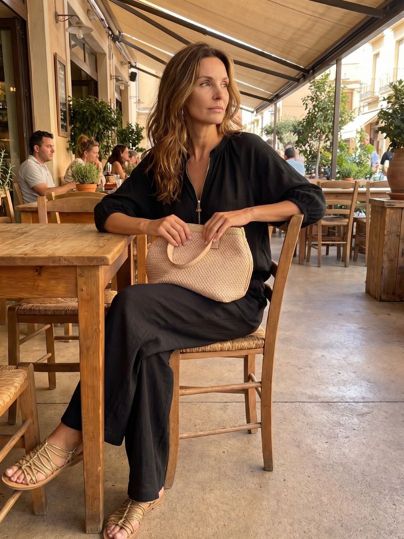 Natalia™ | Conjunto blusa cremallera y pantalón ancho