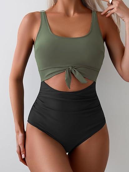 Traje de Baño de Una Pieza con Cintura Ajustable