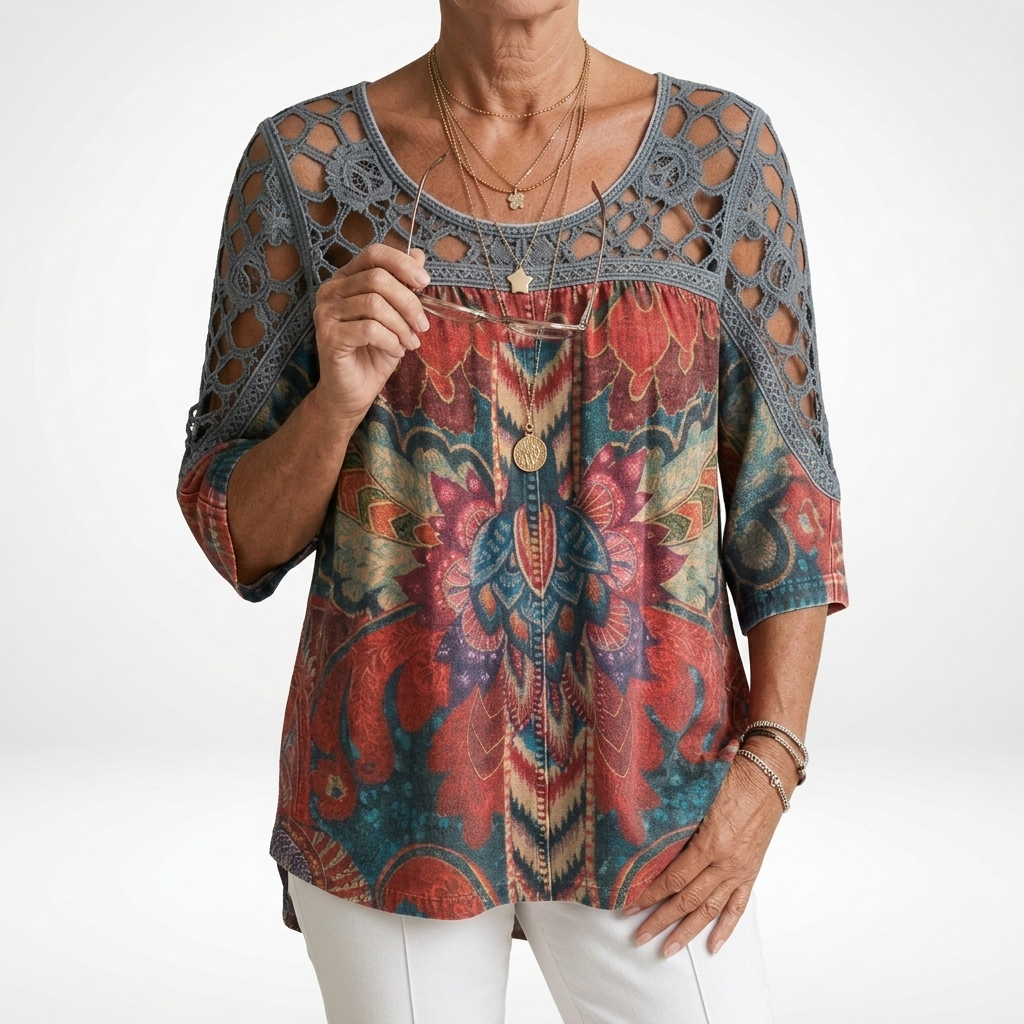 Sofía™ Blusa estampada étnica bohemia feminidad natural