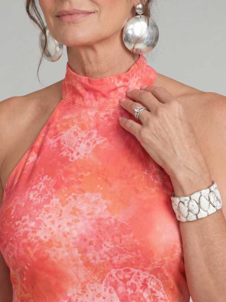 Coraline | Vestido Maxi con Escote Halter y Patrón Impreso