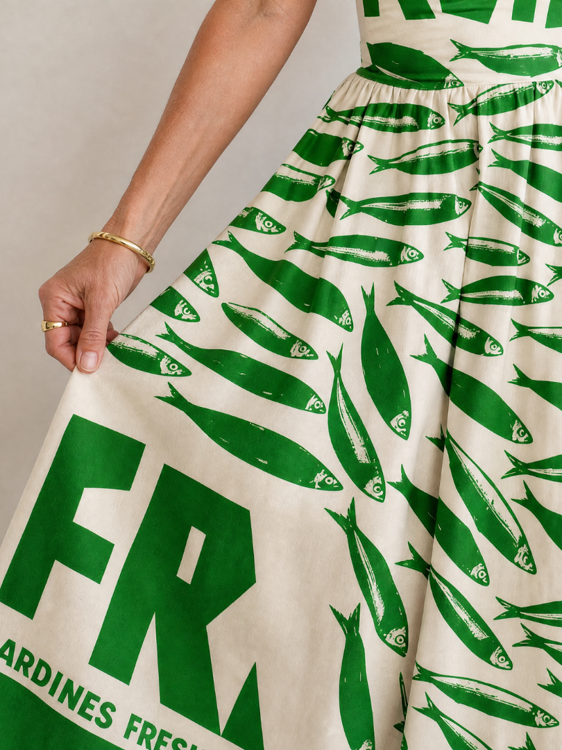 Marivelle | Vestido Midi con Estampado de Peces