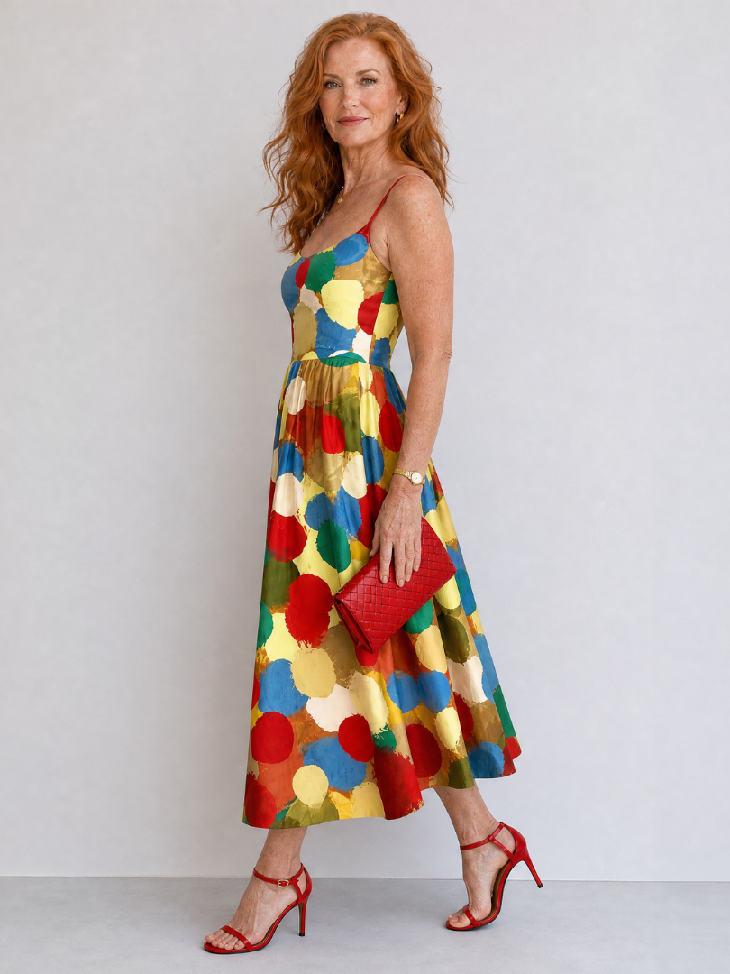 Xandria | Vestido Midi con Estampado de Lunares