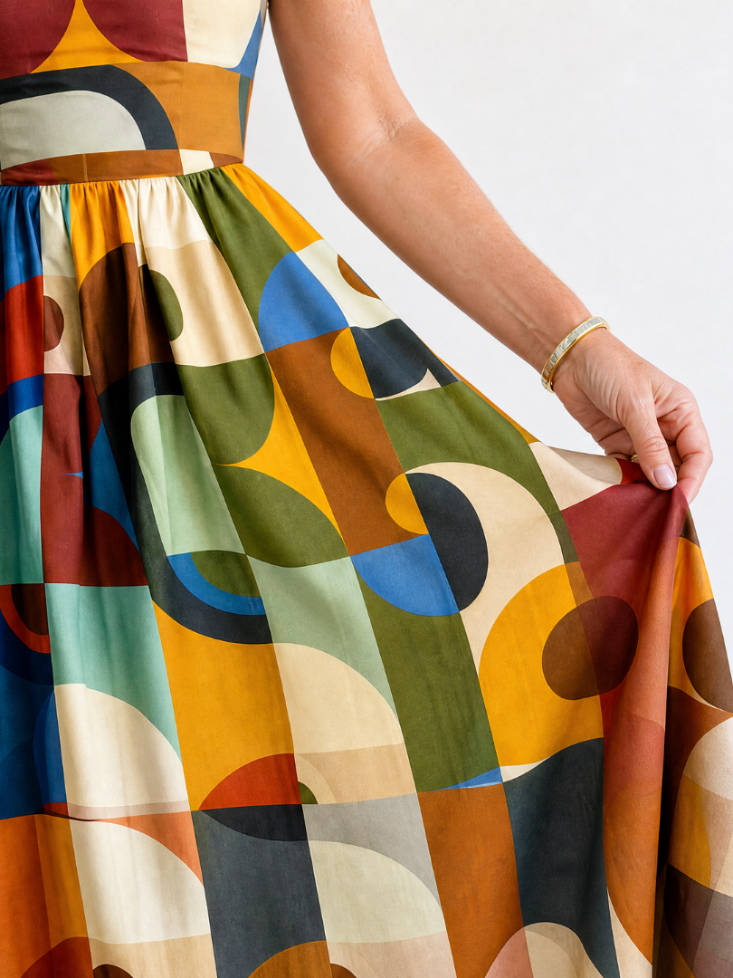 Zoraline | Vestido Midi de Estampado Geométrico