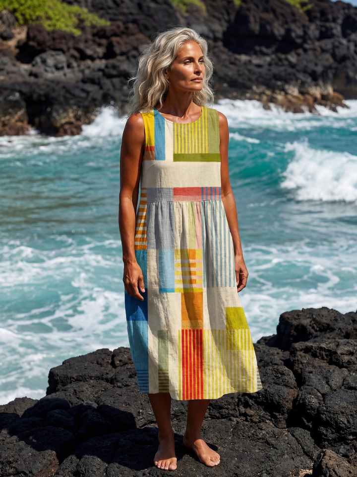 Esme - Vestido Midi Colorido Casual