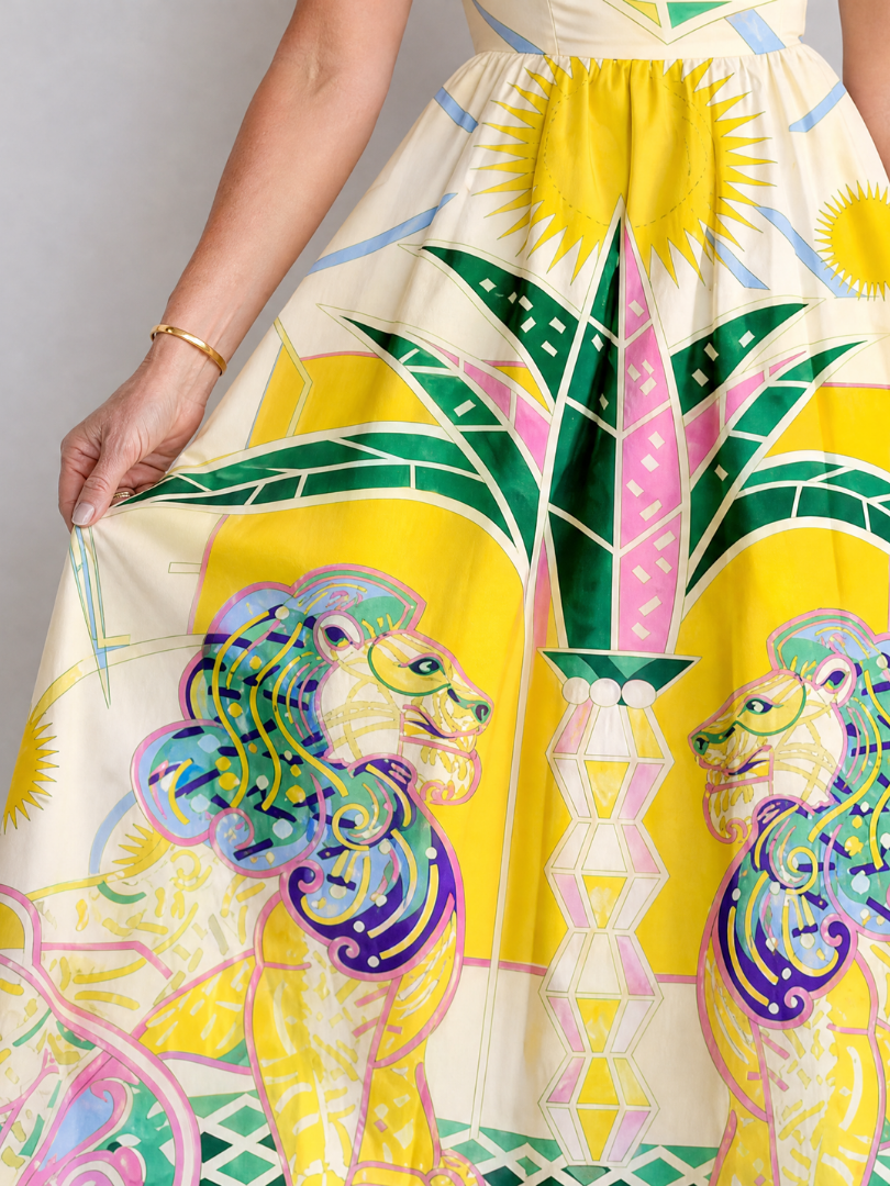 Zephyrelle | Vestido Midi con Estampado Geométrico de León