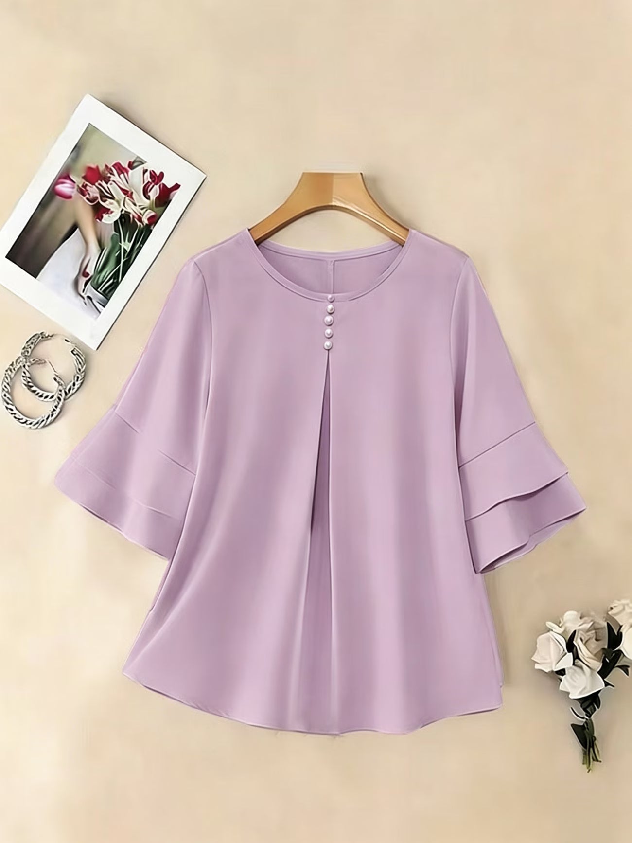 Clara™ | Blusa Fluida de Manga Volante