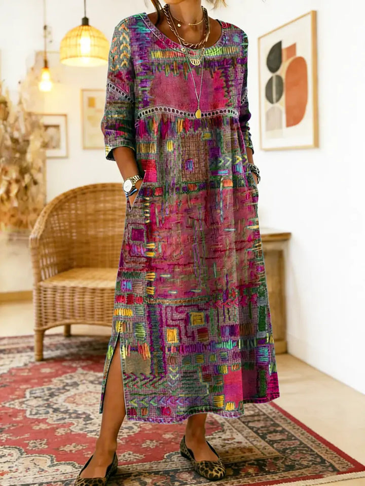 Manuela™ | Vestido Denim con Estampado Patchwork