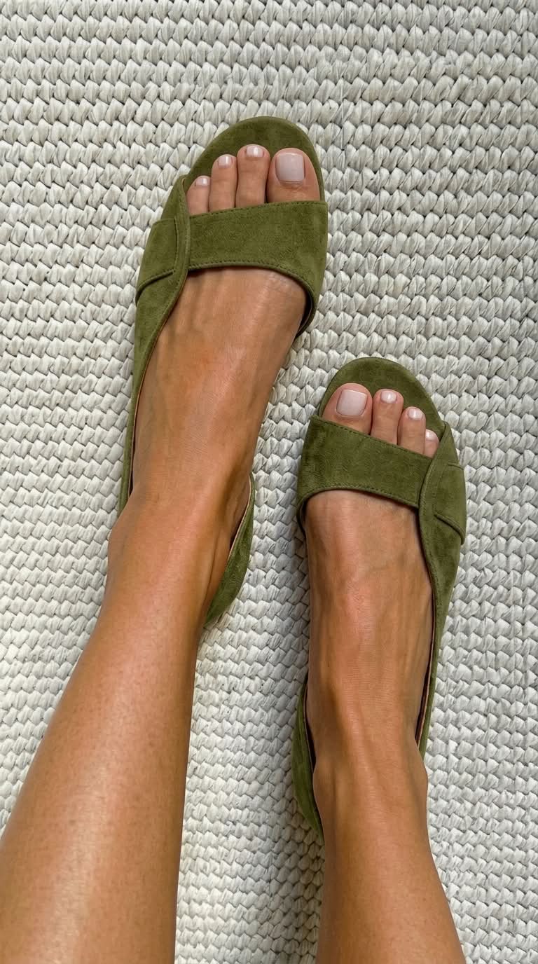 Sandalias slingback de ante casuales bajas de punta abierta
