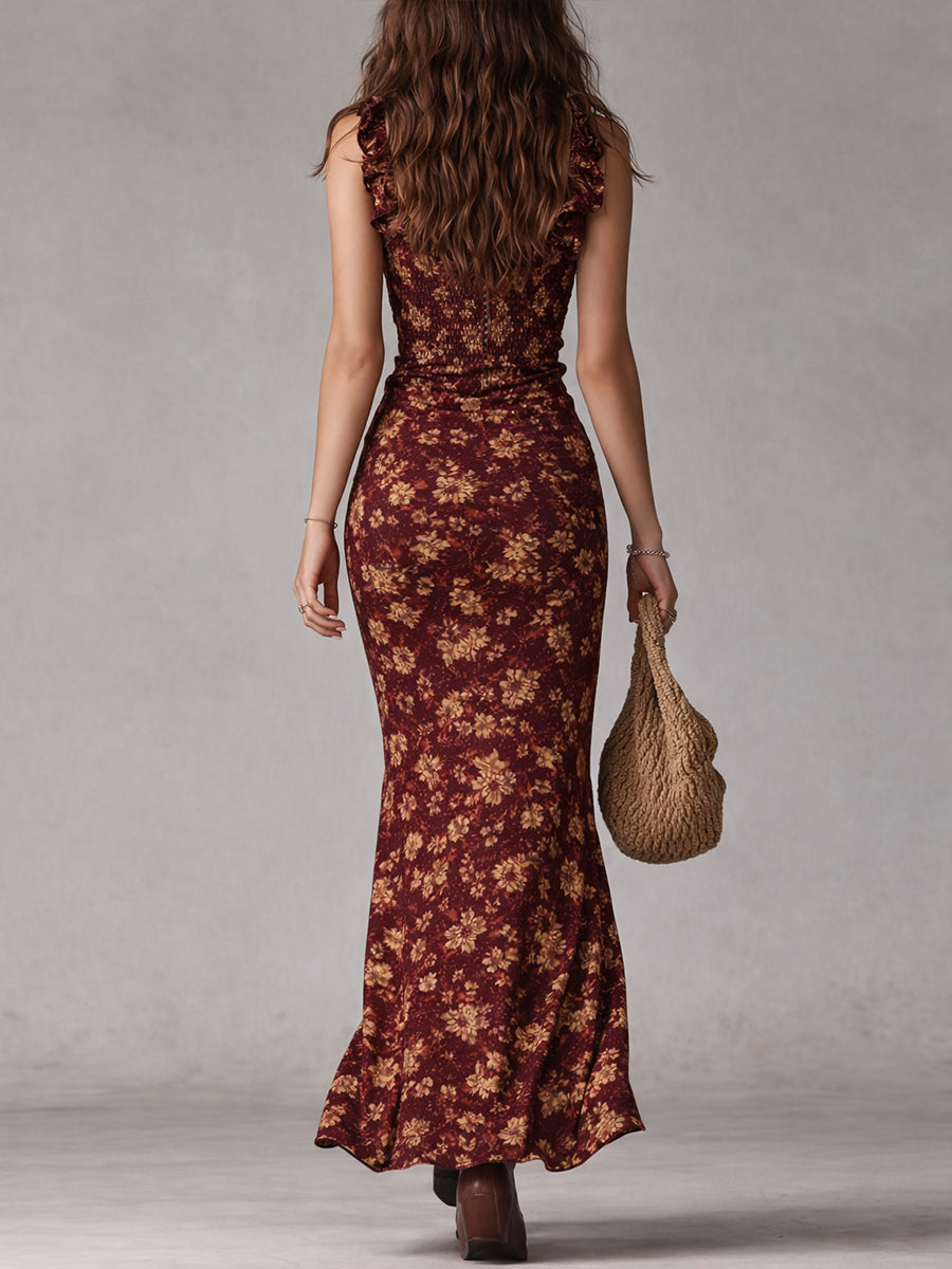Calista™ – Vestido Maxi Boho con Volantes y Abertura