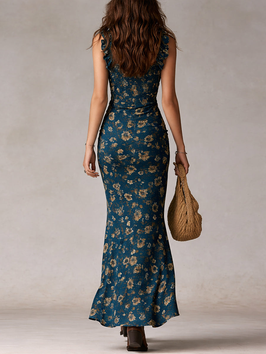 Calista™ – Vestido Maxi Boho con Volantes y Abertura