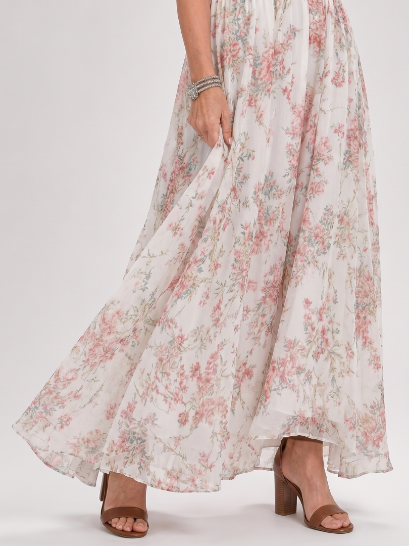 Guinevere | Vestido Midi con Estampado Floral y Falda Fluida