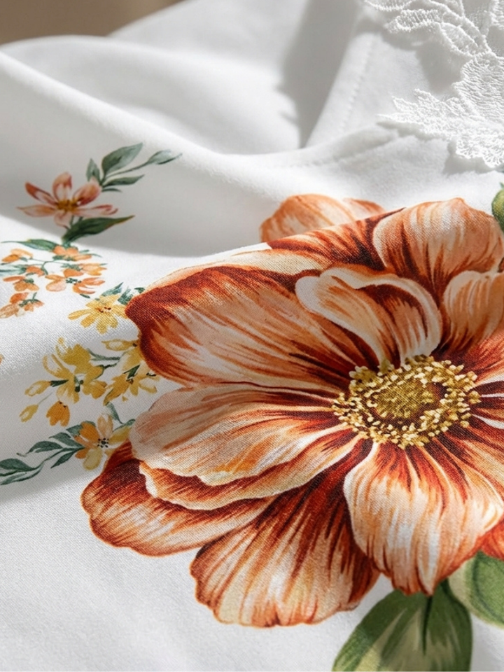 Camila | Vestido largo de corte A con estampado floral y hombros descubiertos