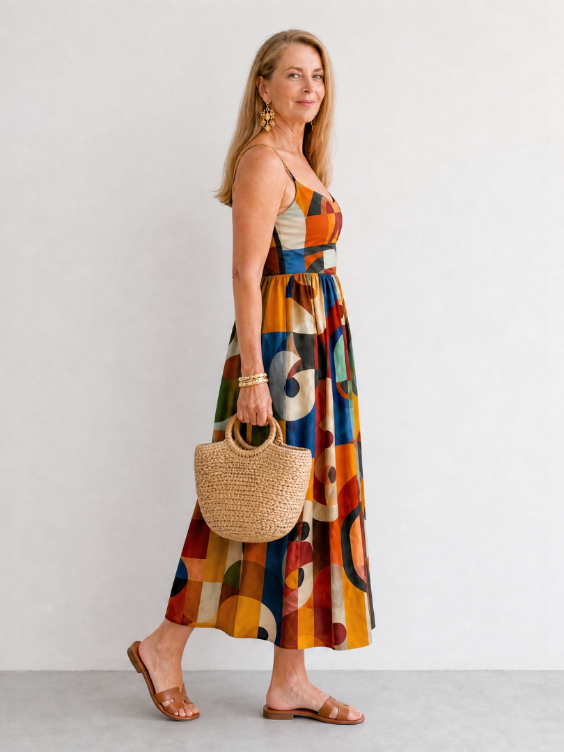 Zoraline | Vestido Midi de Estampado Geométrico