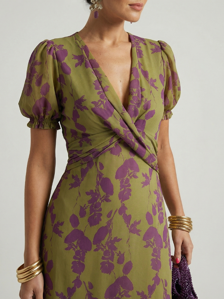 Virel™ | Vestido Midi Floral Fluido