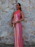 Vestido con tirantes de franjas Sunset Samba Cross-Halter
