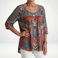 Sofía™ Blusa estampada étnica bohemia feminidad natural